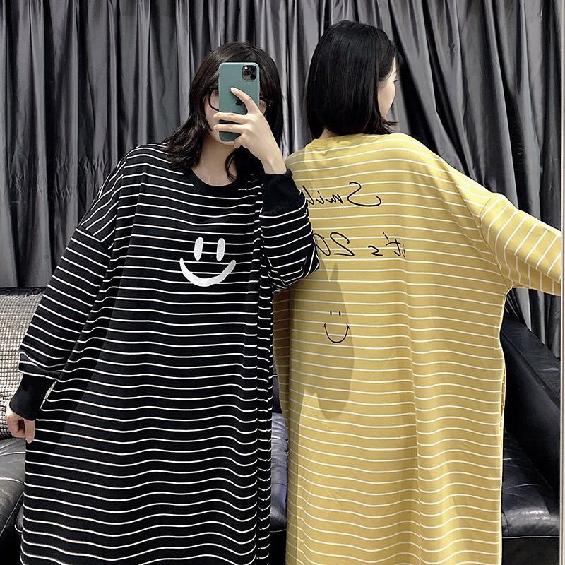 Maternity Wear - 스트라이프 플러스 사이즈 잠옷 여성 가을