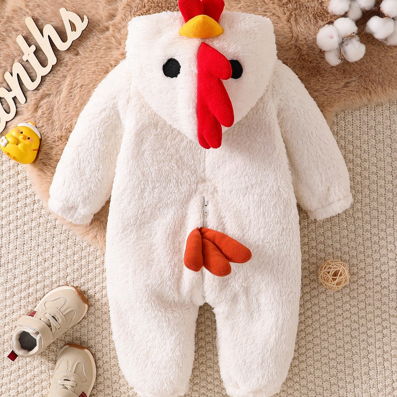 신생아용 흰색 닭 모양 후드 롬퍼 바디수트 점프수트 유 - Cotton Baby Onesies Zipper 리뷰 및 가격